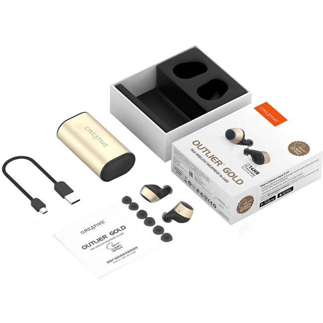 Creative Outlier TWS True Wireless Sweatproof Earbuds, Gold