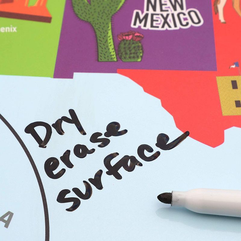 Blue Panda 2 Packs USA Educational Map, Dry Erase Wall Decal, Classroom Teacher Supplies, 24 x 17 in