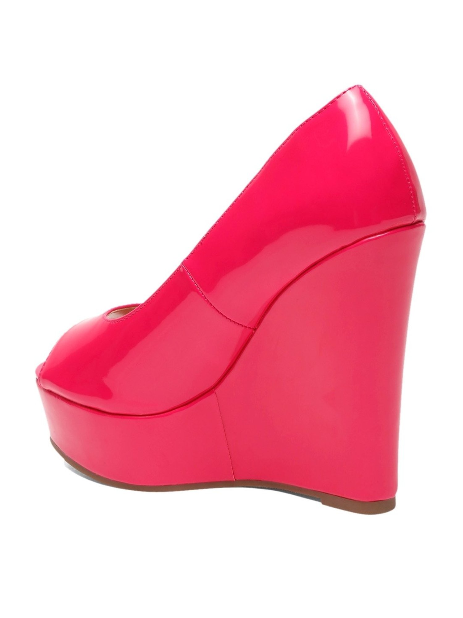 Flat N Heels Women's Pink Peeptoe Wedges