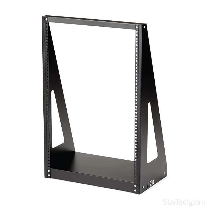 com 16U Open Frame Network Rack 19 2 Post Free Standing Desktop Rack for Computer AV Media IT Equipment for Server Room 2POSTRACK16