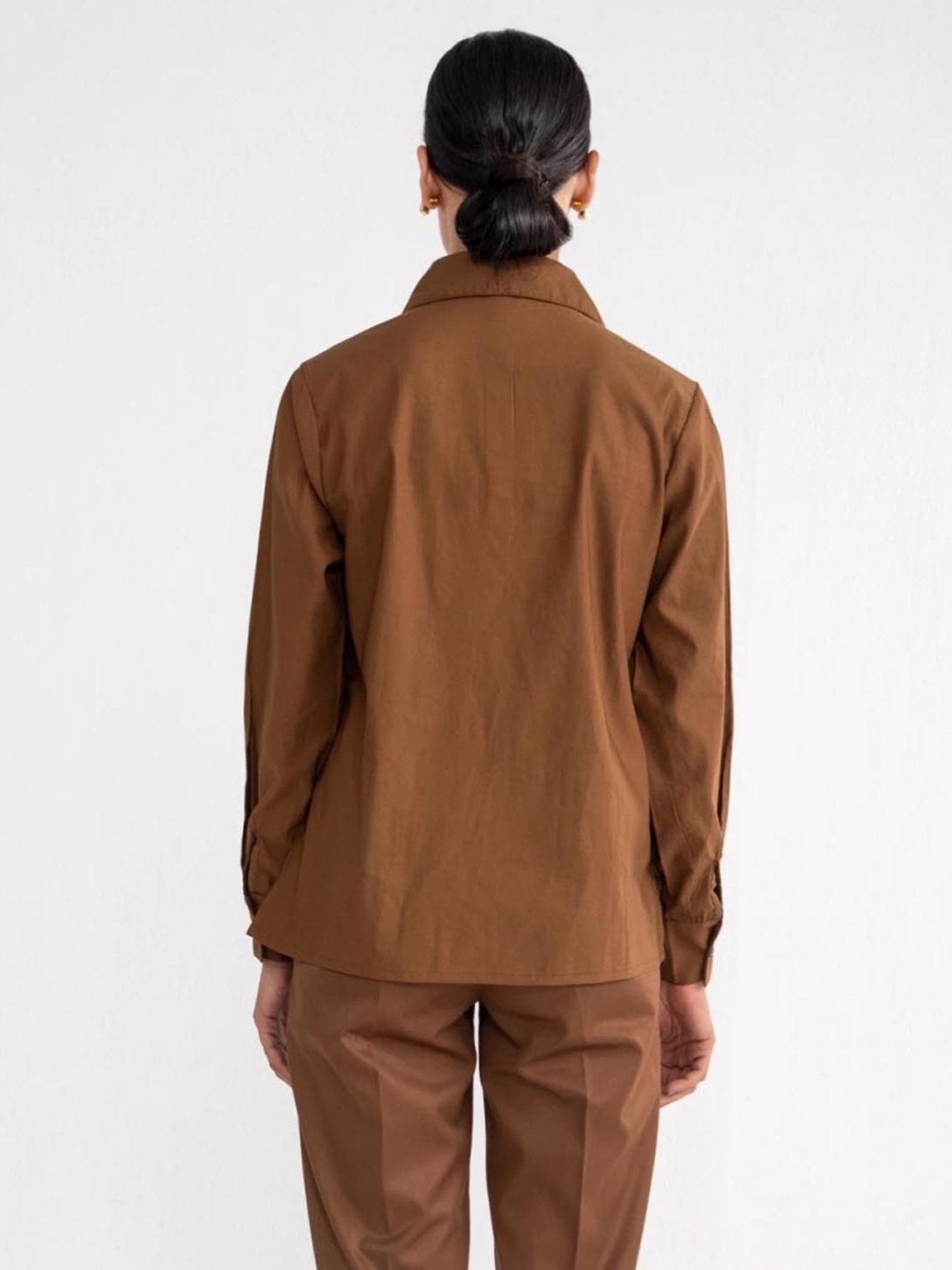 Qua Mocha Brown Long-Collared Polo Shirt