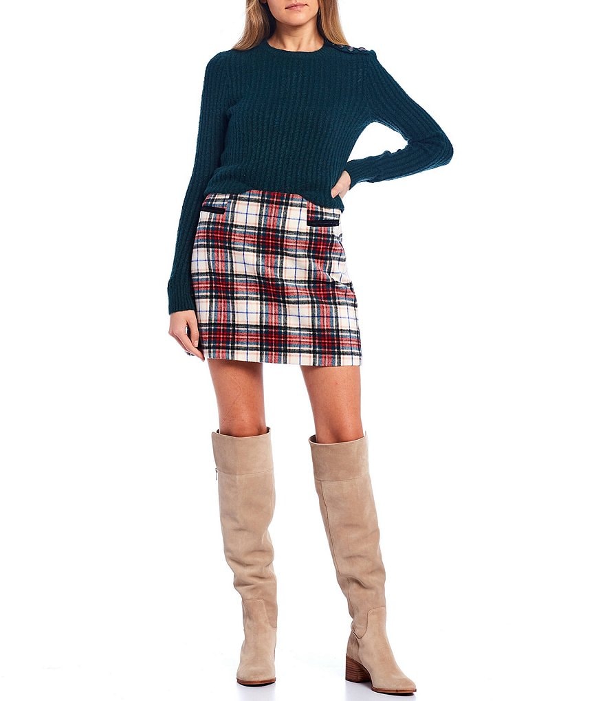 Copper Key Shoulder Button Detail Cable Knit Sweater