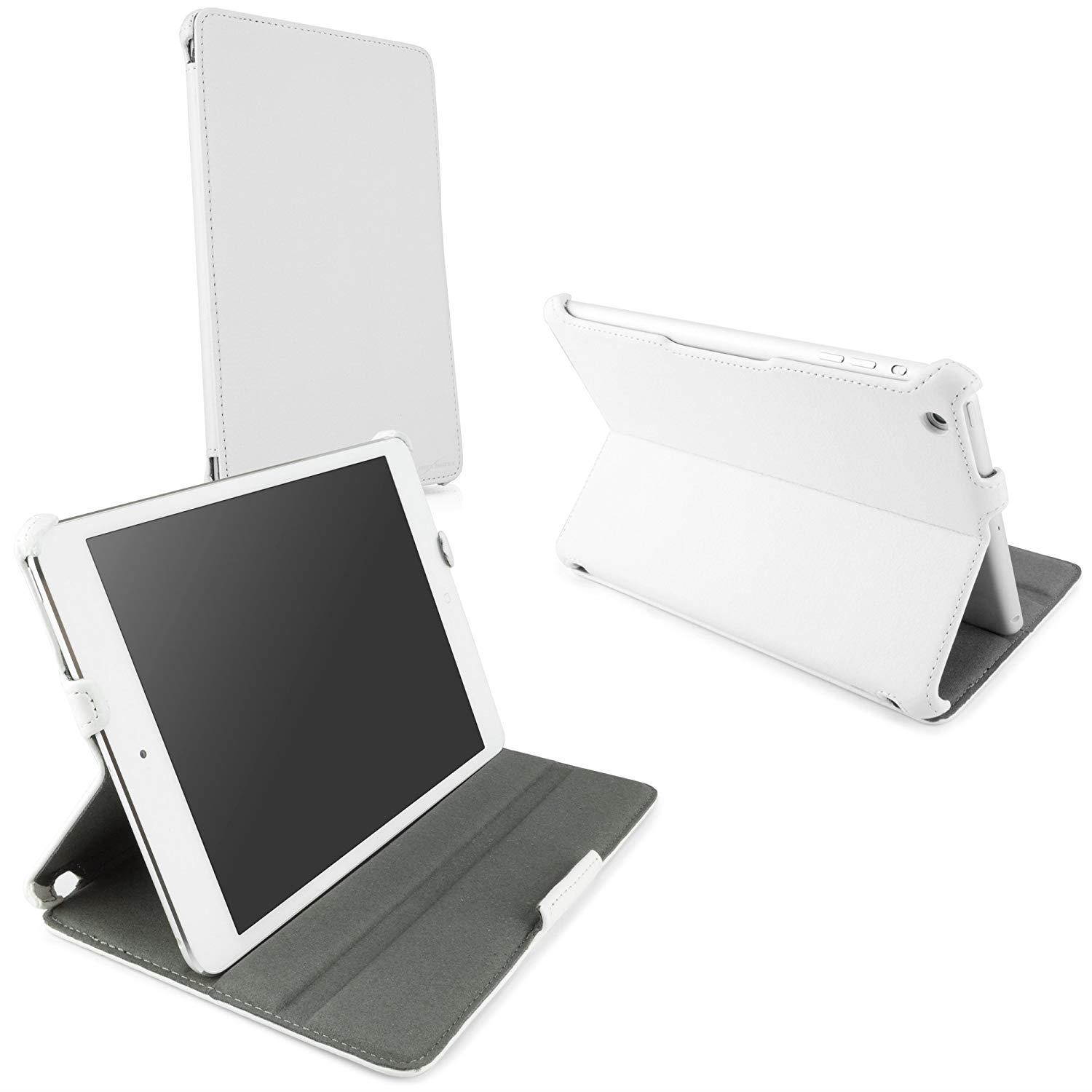 iPad mini 1st Gen Case, BoxWave [Leather Book Jacket] Protective Synthetic Leather Folding Folio Cover for Apple iPad mini 1st Gen, 3, with Retina display - Winter White