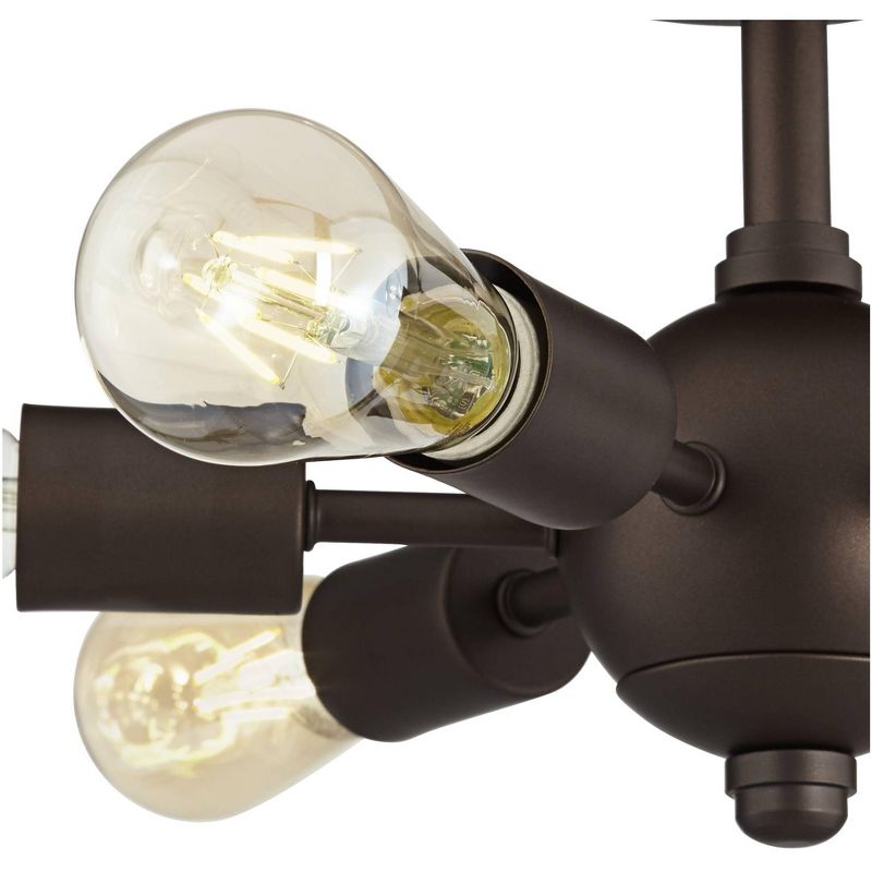 Possini Euro Design Mid Century Modern Ceiling Light Semi Flush Mount Fixture Oiled Bronze 13" Wide 6-Light LED Edison for Bedroom