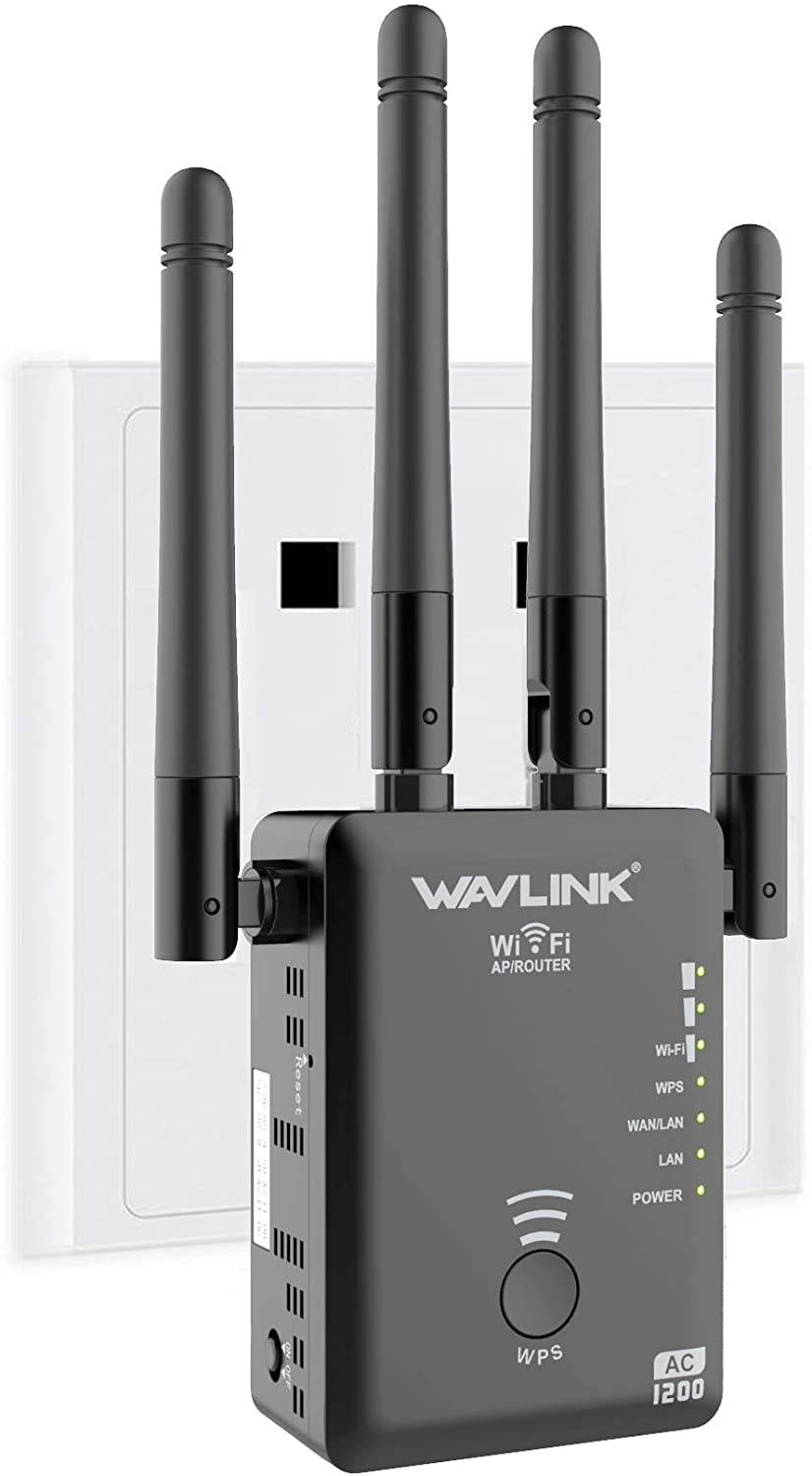 1200Mbps WiFi Range Extender Repeater Upgraded Wireless Signal Repeater Booster 2.4 and 5G Dual-Band WiFi Extender Signal Amplifier with Wireless Access Point/Router/Repeater Mode