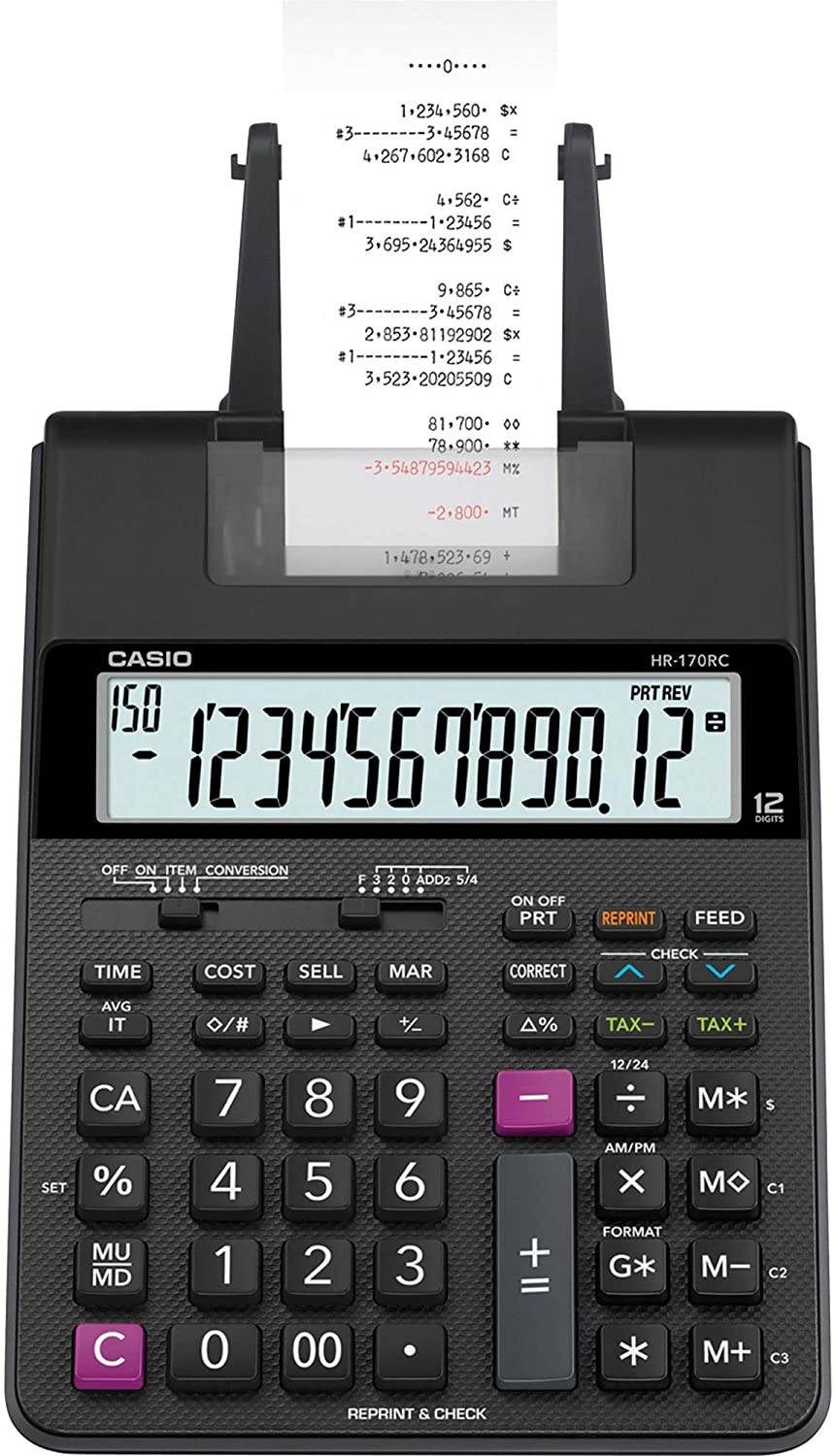 Casio Printing Calculator 6-1/2"Wx11-5/8"Lx2-9/16"H Black HR170RC