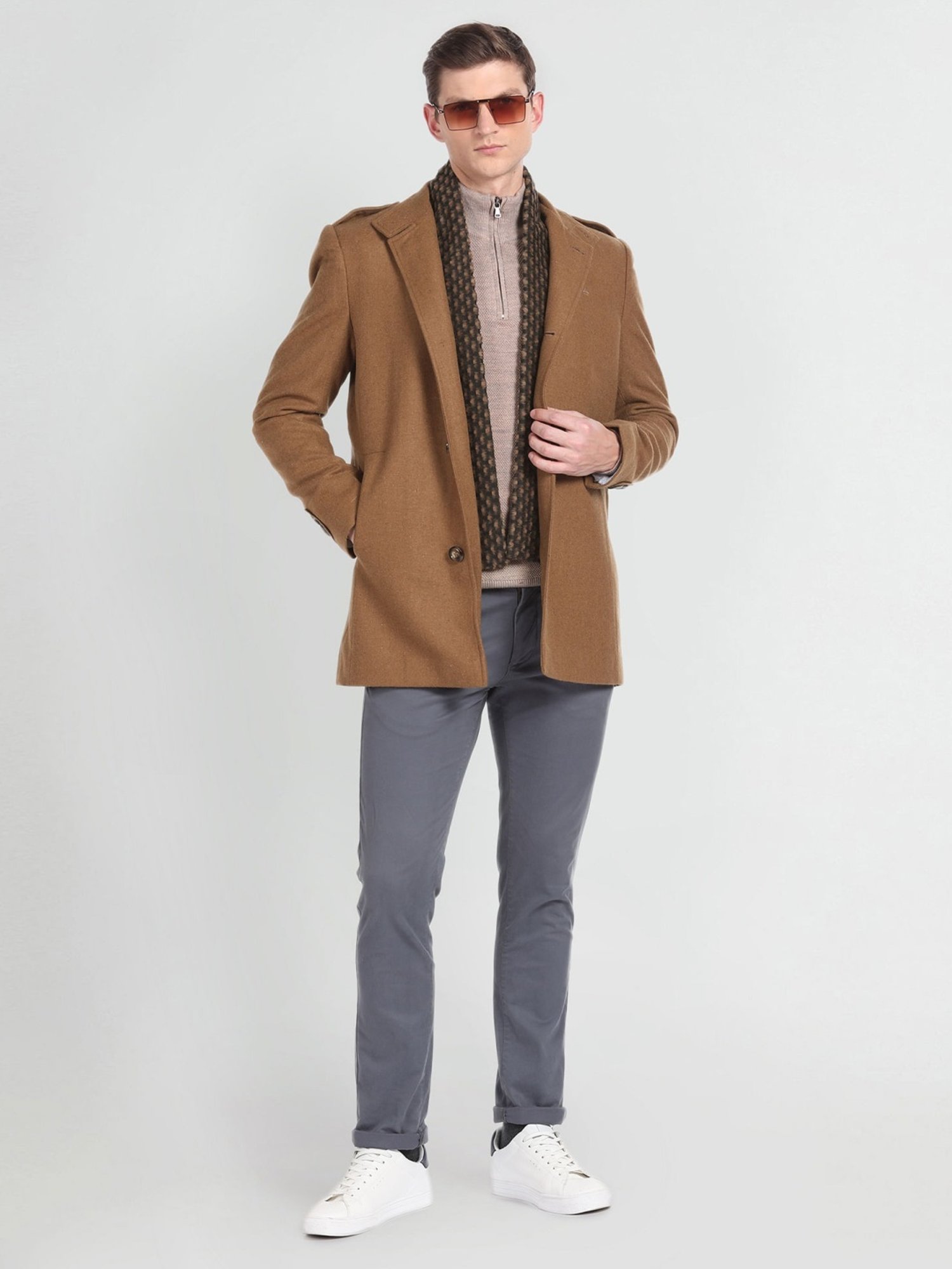 Arrow Sport Brown Regular Fit Overcoat