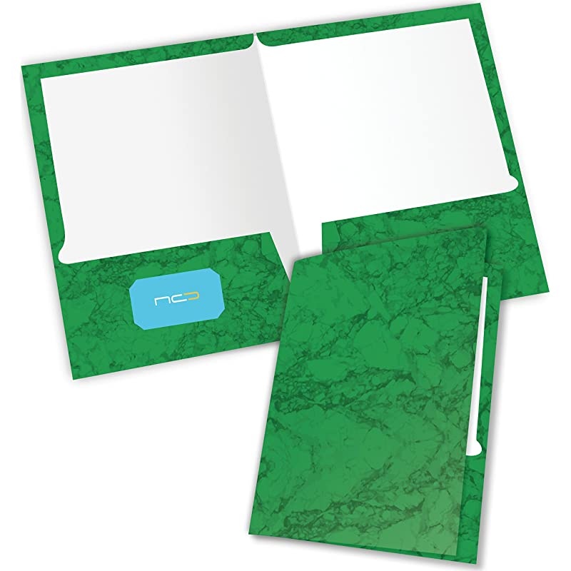 2 Pocket Presentation FolderPortfolio Heavy Duty Paper UV Glossy Laminated 6 Folders Per Pack in a Display Box Marble Green