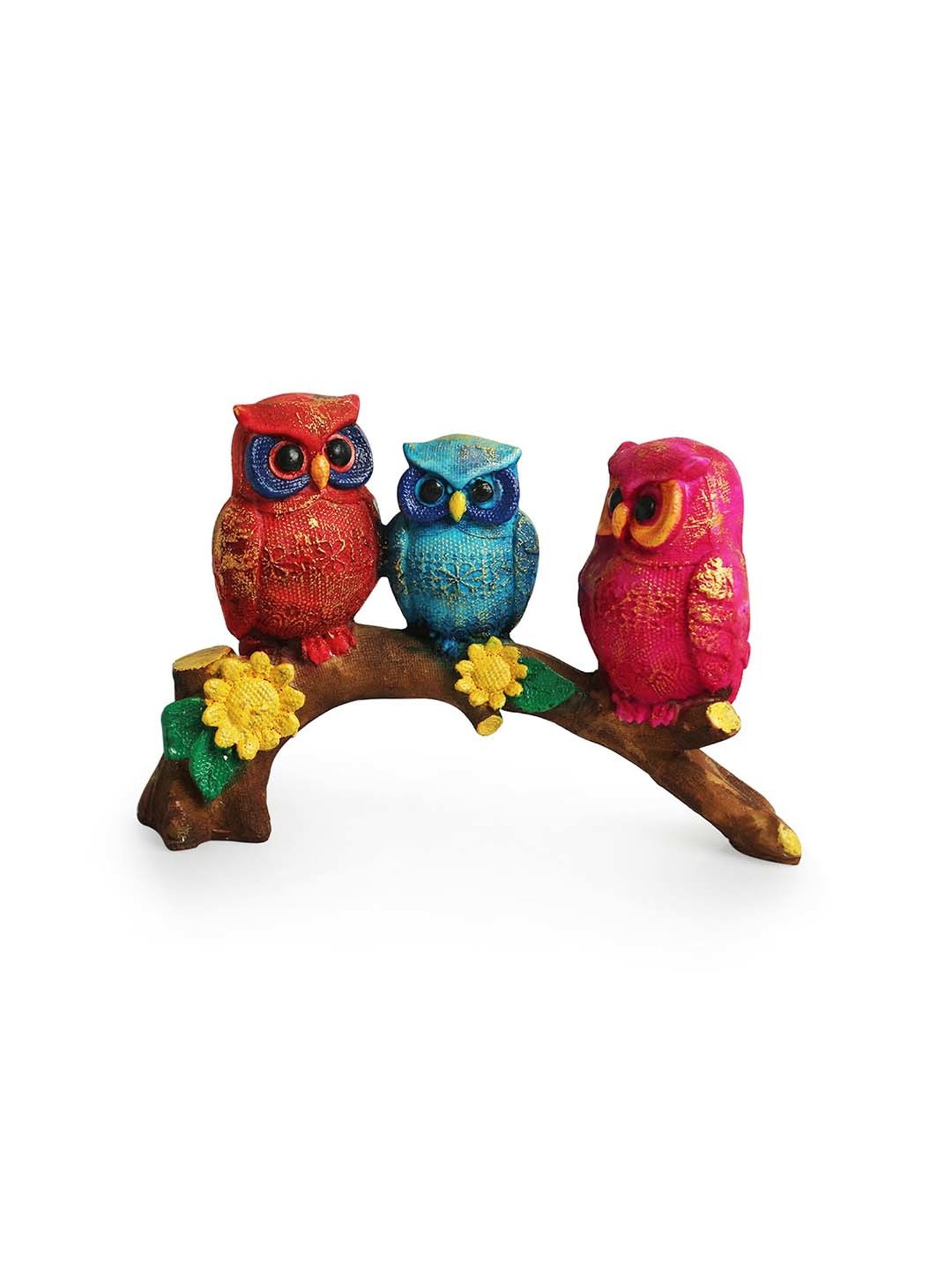 ExclusiveLane Multicolor Resin Owl Buddies Showpiece