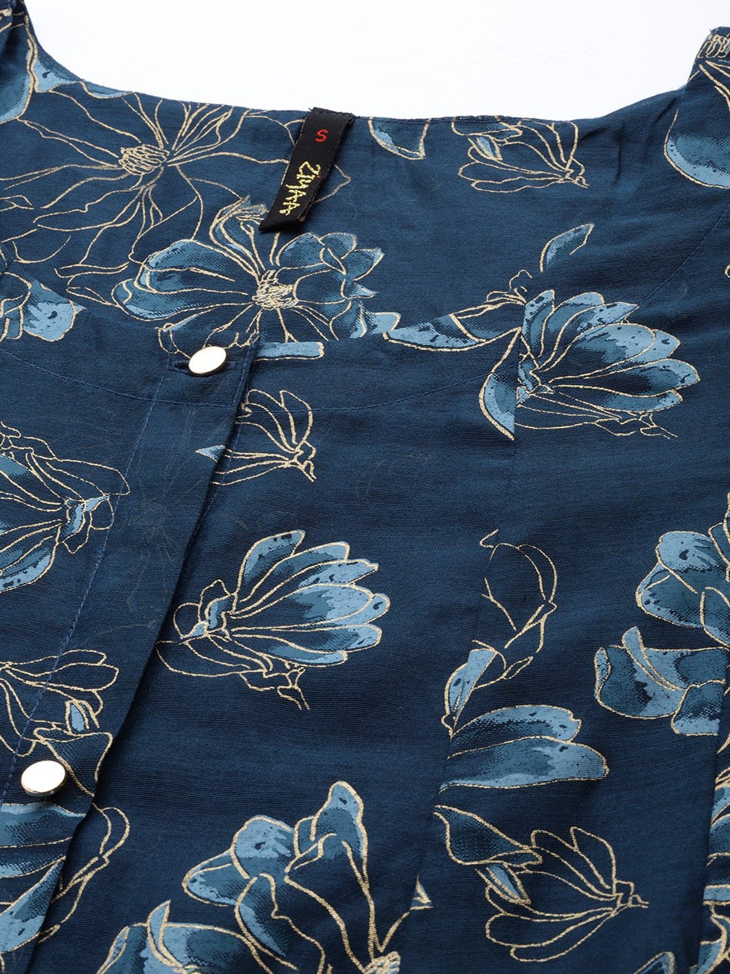 Ziyaa Blue Floral Print Kurta Pant Set