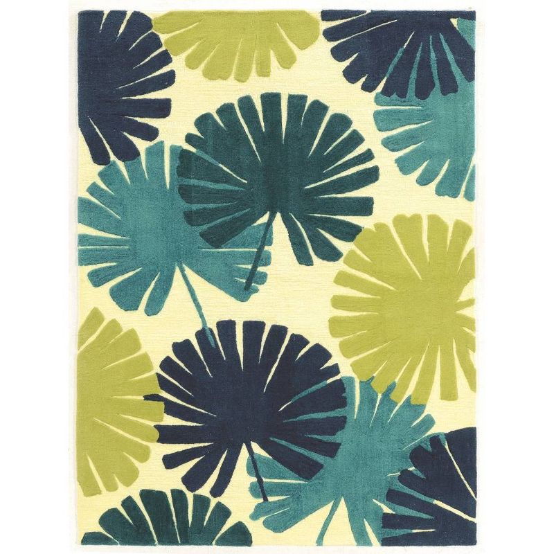 8' x 10' Le Soliel Spring Outdoor Rug Blue/Green - Linon