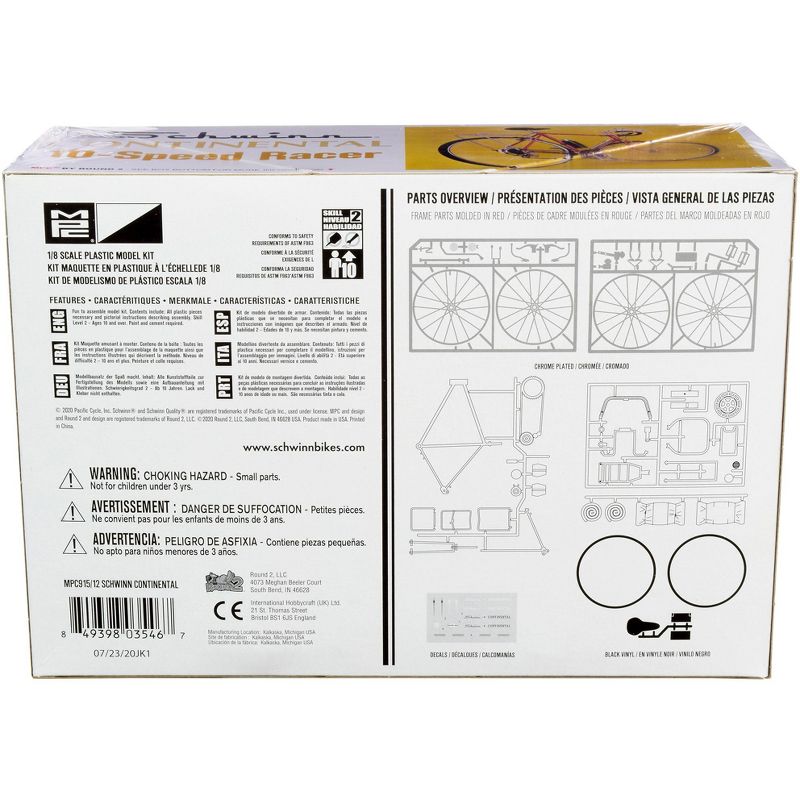 Skill 2 Model Kit Schwinn Continental 10-Speed Bicycle 1/8 Scale Model by MPC