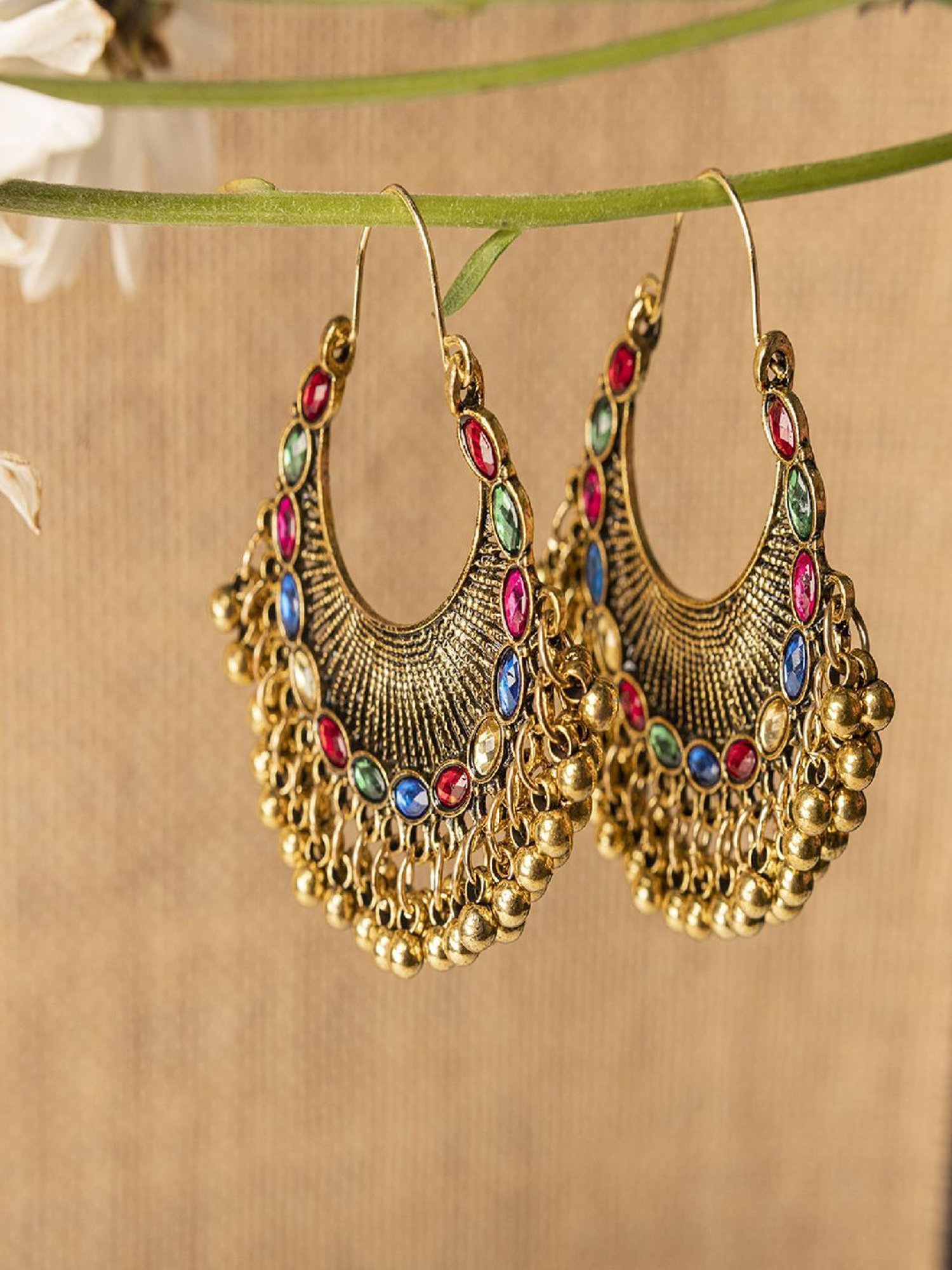 Jewelz Gold Plated Handcrafted Pearl Bali Earring for Women