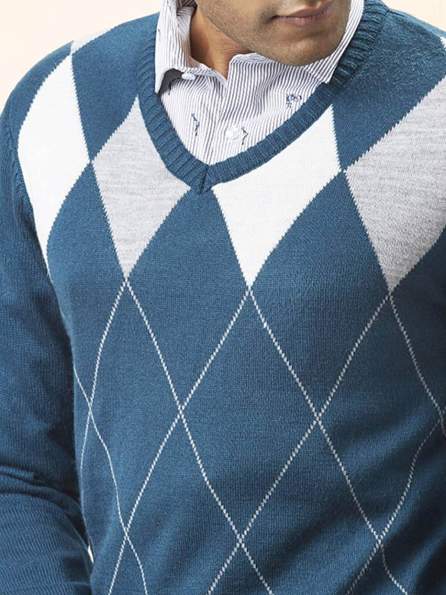 Byford By Pantaloons Green Regular Fit Printed Sweaters