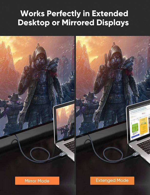 DisplayPort to DisplayPort Cable 6.6ft Nylon Braided -(4K@60Hz, 2K@165Hz) for Laptop PC TV and More