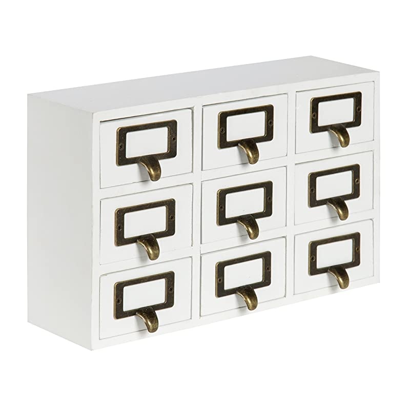 Apothecary Wood Desk Drawer Set 9 Drawers White