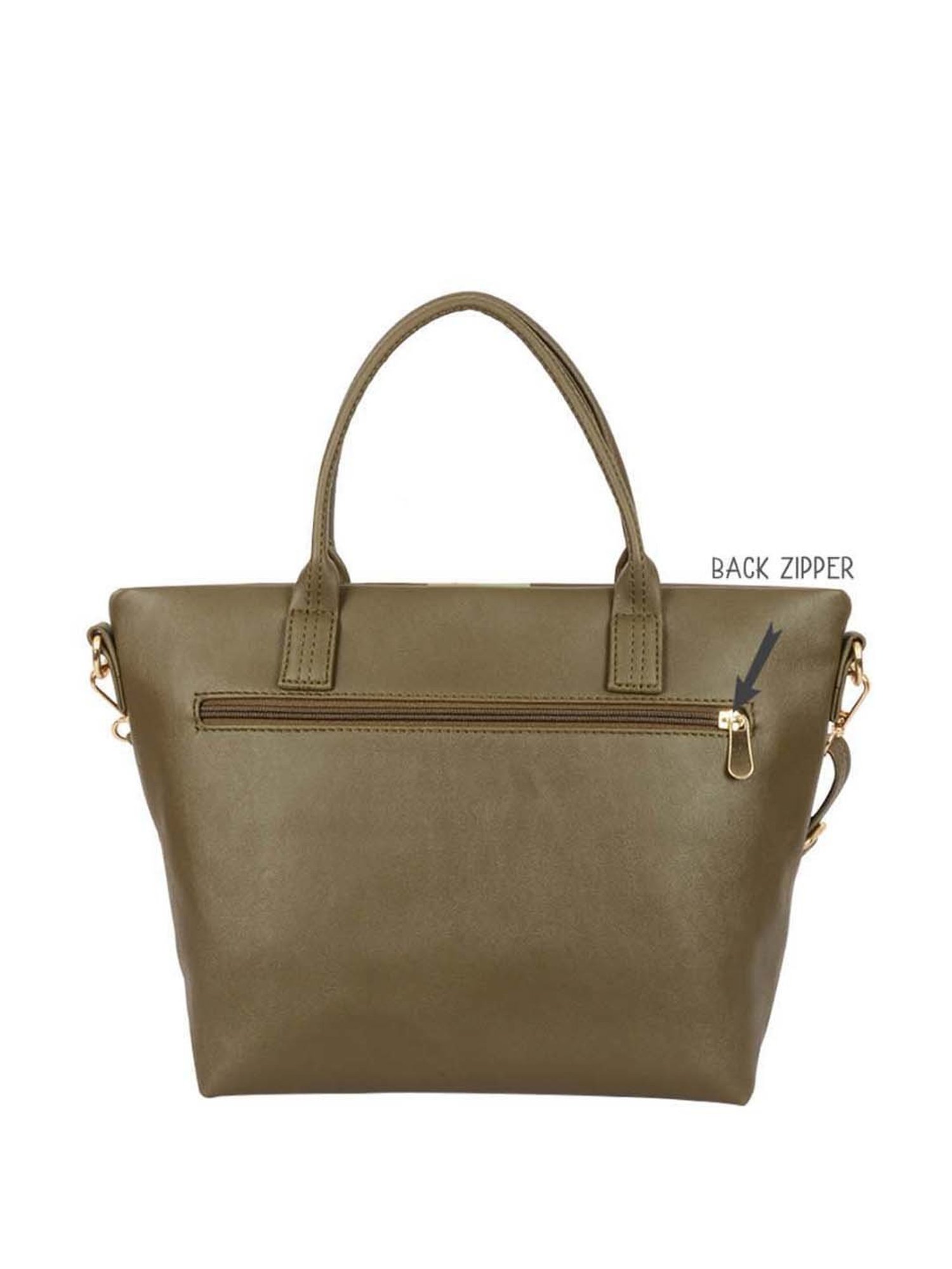 Baggit Olive Color Block Medium Tote Handbag