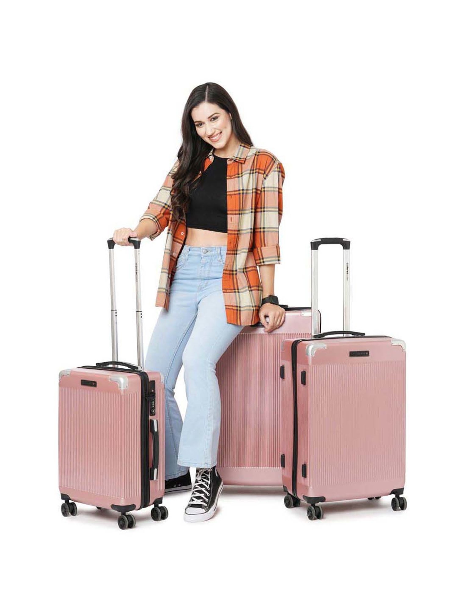 Swiss Brand Geneve Rose Gold Carry-On 4 Wheel Small Hard Trolley 53cm