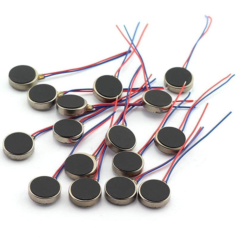 16pcs Mini Vibration Motor with 35mm Length Lead Wire DC 3V 85mA 12000rpm Flat Buttontype Motor For Mobile Phone Tablet Bluetooth Mini Fan Electronics Appliances 10x27mm