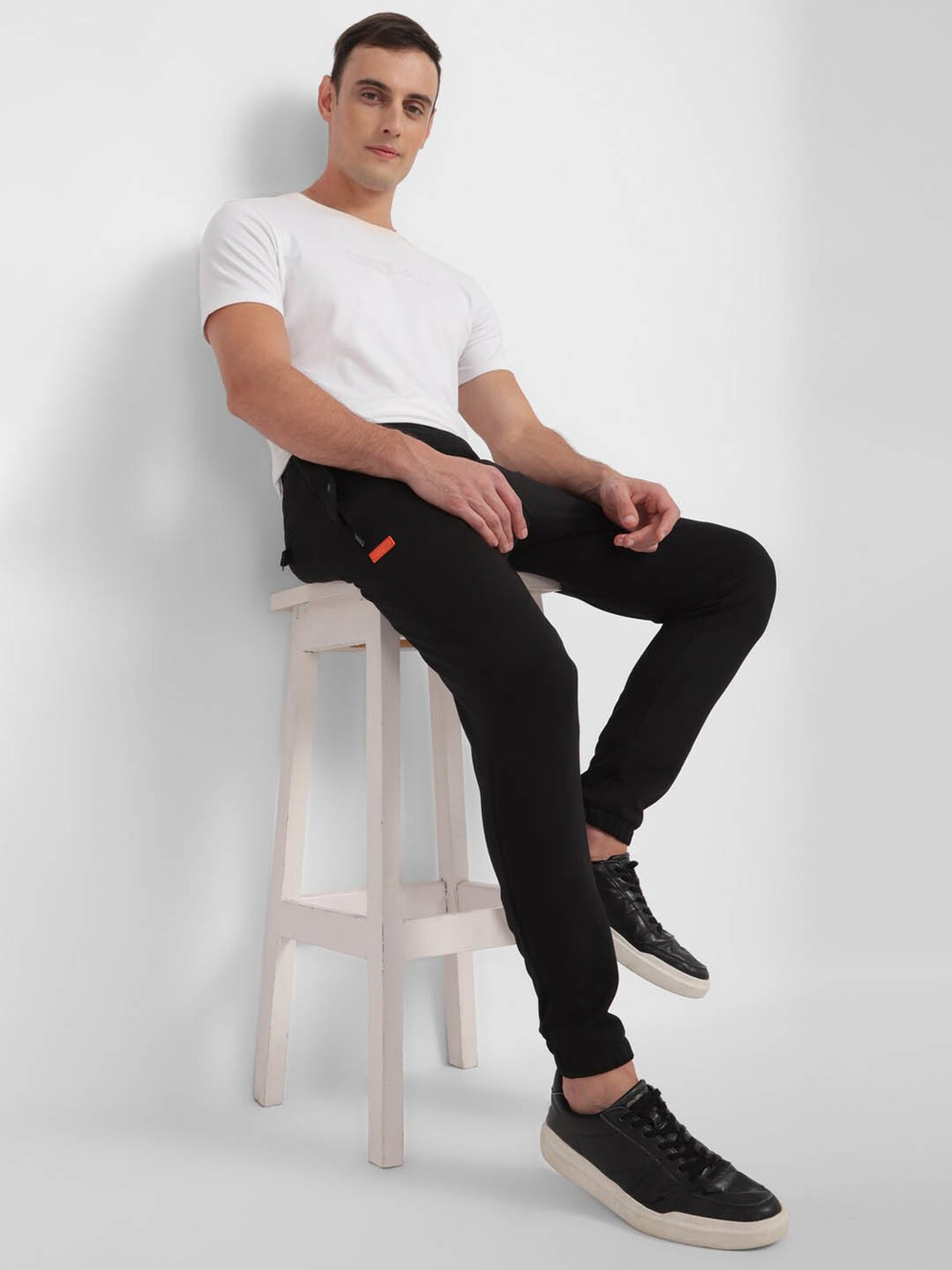 Tribe by Allen Solly Black Cotton Regular Fit Joggers