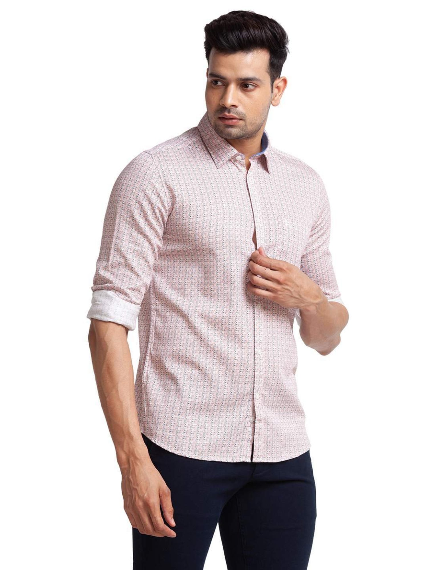 Parx White Pure Cotton Slim Fit Printed Shirt