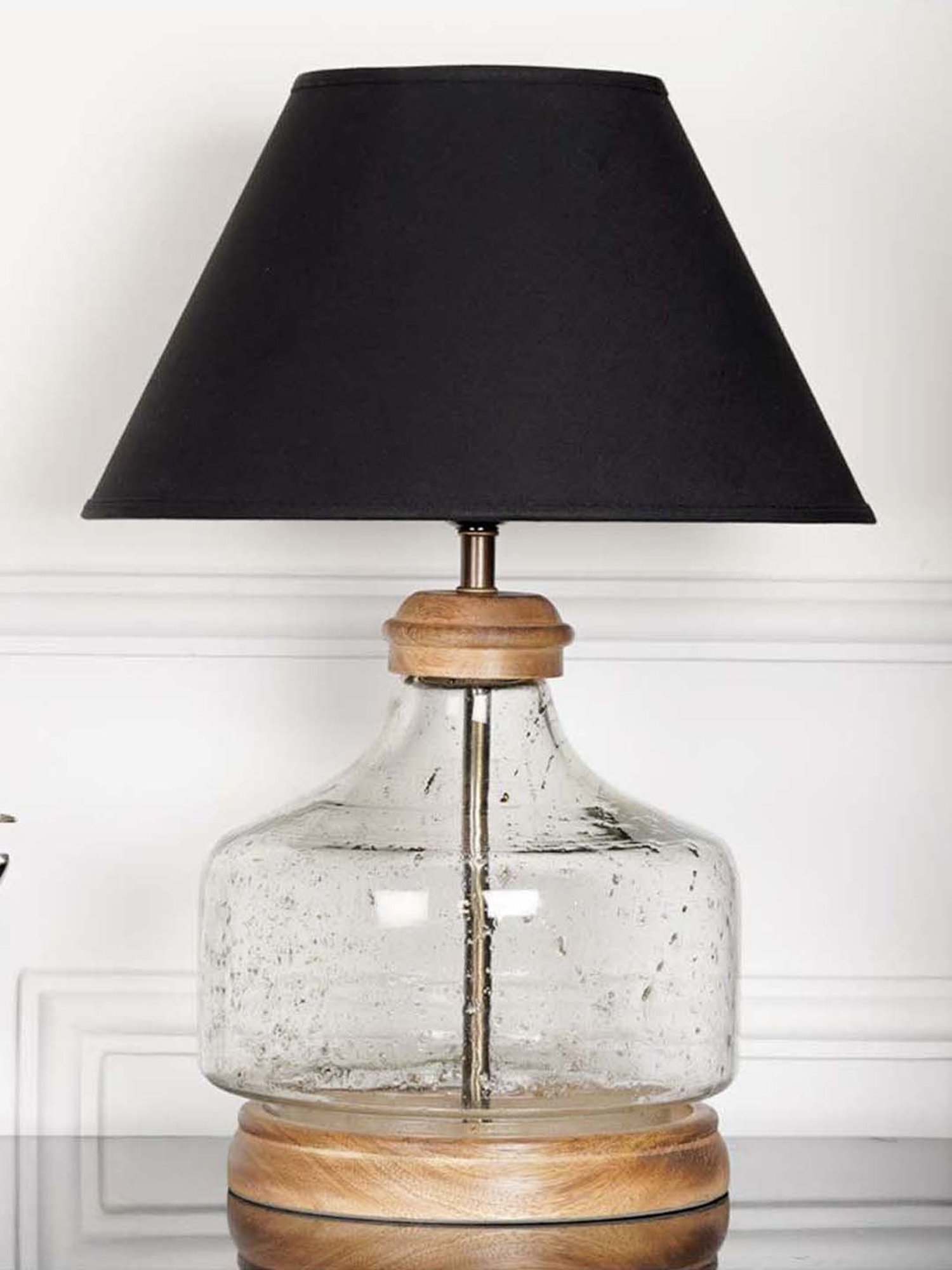 Kapoor Lamp Shades Clear & Brown Glass Tuscan Table Lamp With Cotton Shade