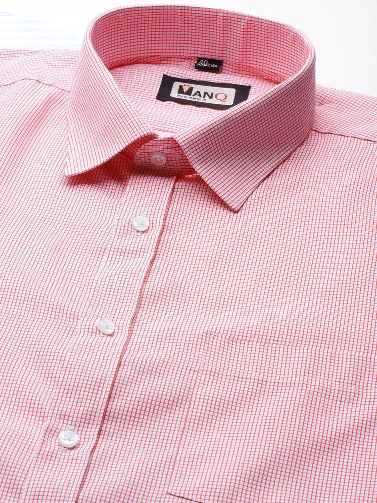 ManQ Red Regular Fit Check Shirt