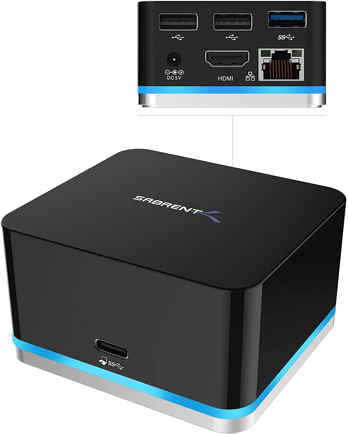 Sabrent 5 Port USB Type C Mini Continuum Docking Station, Supports Up to 3840x2160 at 30HZ (DS-CMND)