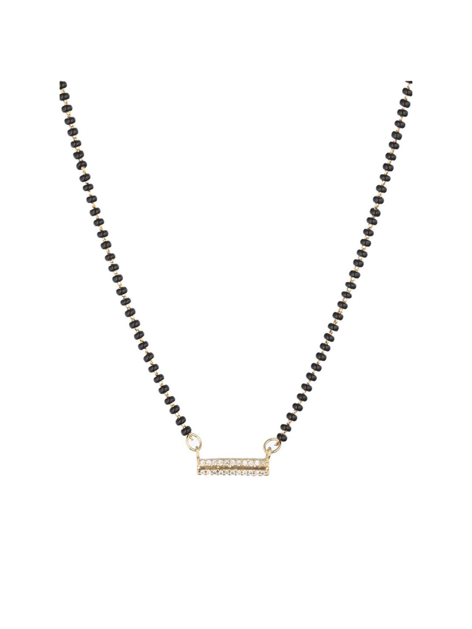 Aatmana Black Gold-Plated AD-Studded & Beaded Mangalsutra for Women