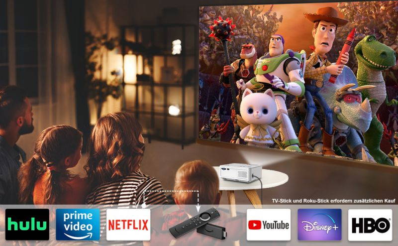 WiFi Bluetooth Projector - Artlii Enjoy 2 Mini Projector for iPhone Support Full HD 1080P, Keystone & Zoom, Outdoor Movie Home Theater Projector Compatible with TV Stick, iOS, Android