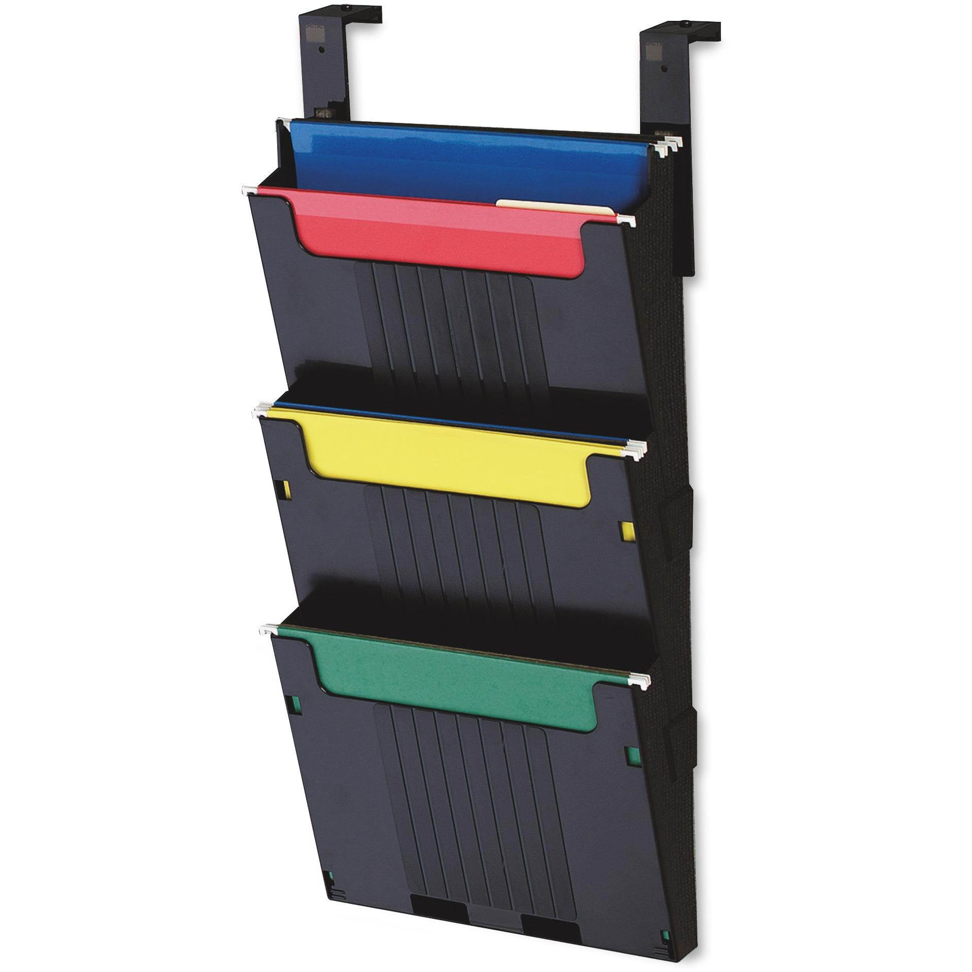 Deflect-o OPS104 Letter Hanging File System 25" Height x 12.6" Width x 3.9" Depth - 3 Pocket(s) - Black, 1 Each