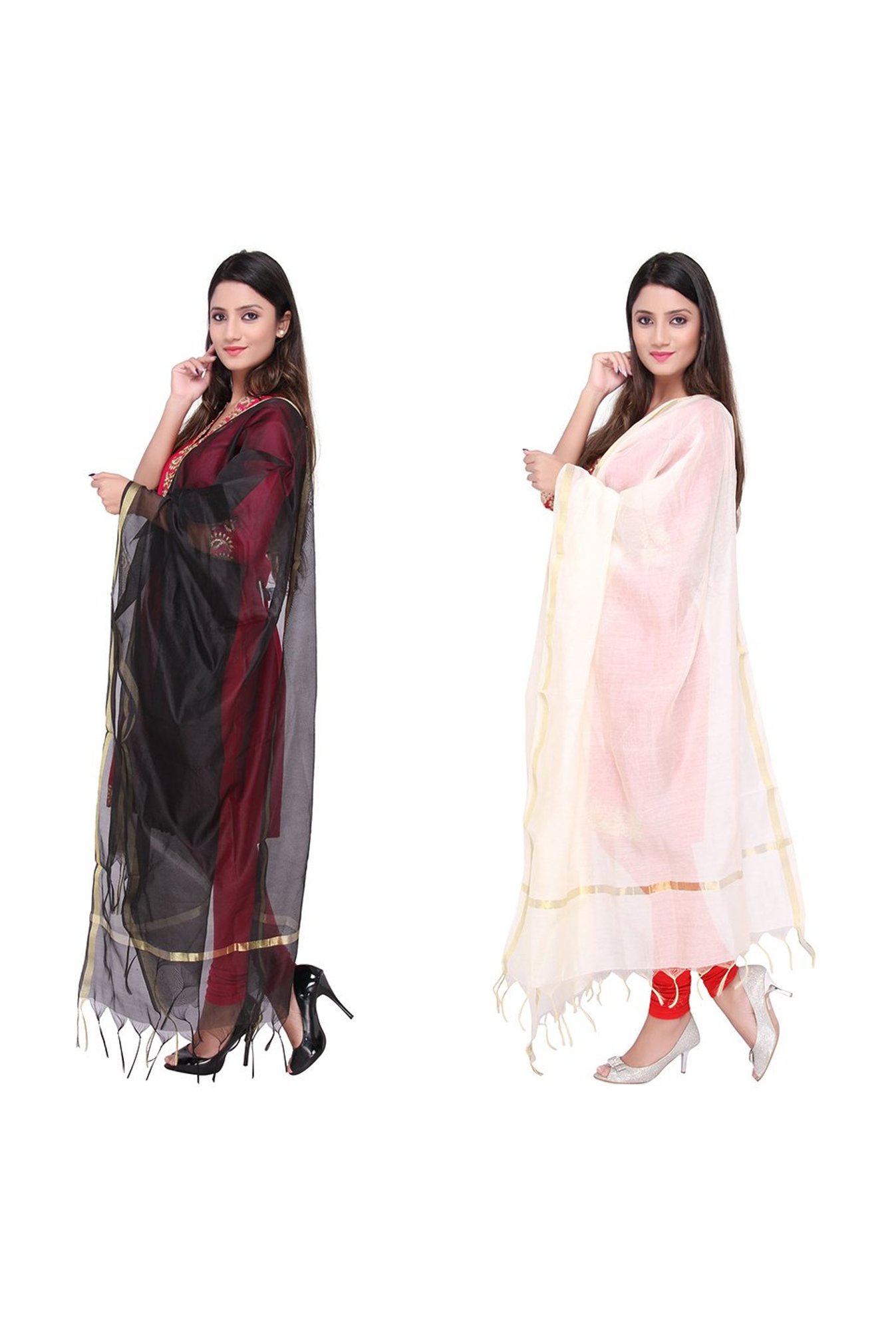 Dupatta Bazaar Multicolored Dupatta - Pack of 2