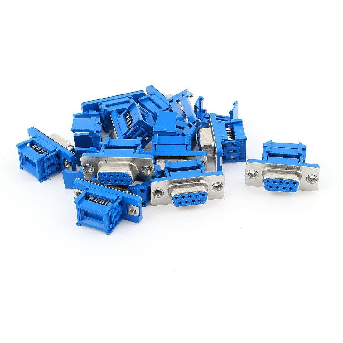 Uxcell a15030600ux0494 D-SUB DB9 9 Pin Female IDC Crimp Connector for Flat Ribbon Cable (Pack of 10)