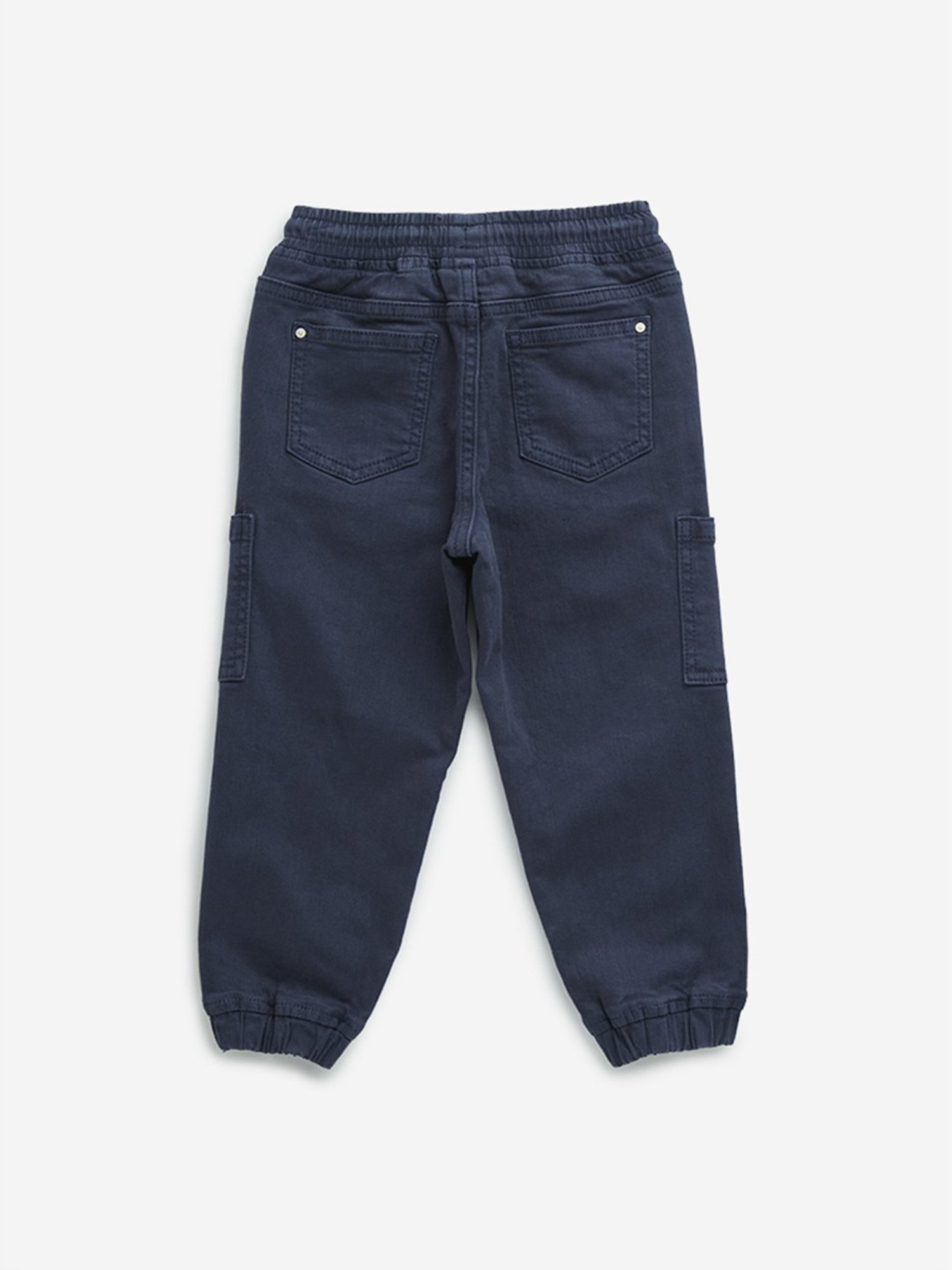 HOP Kids by Westside Navy Cargo-Style Mid-Rise Denim Joggers