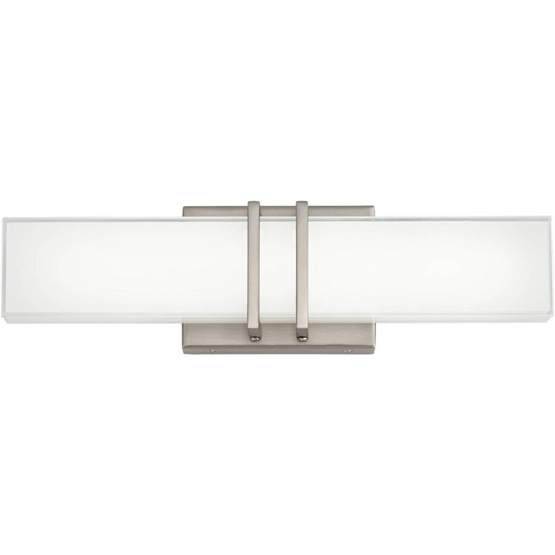 Possini Euro Design Modern Wall Light LED Brushed Nickel 17" Vanity Fixture for Bathroom Over Mirror Bedroom