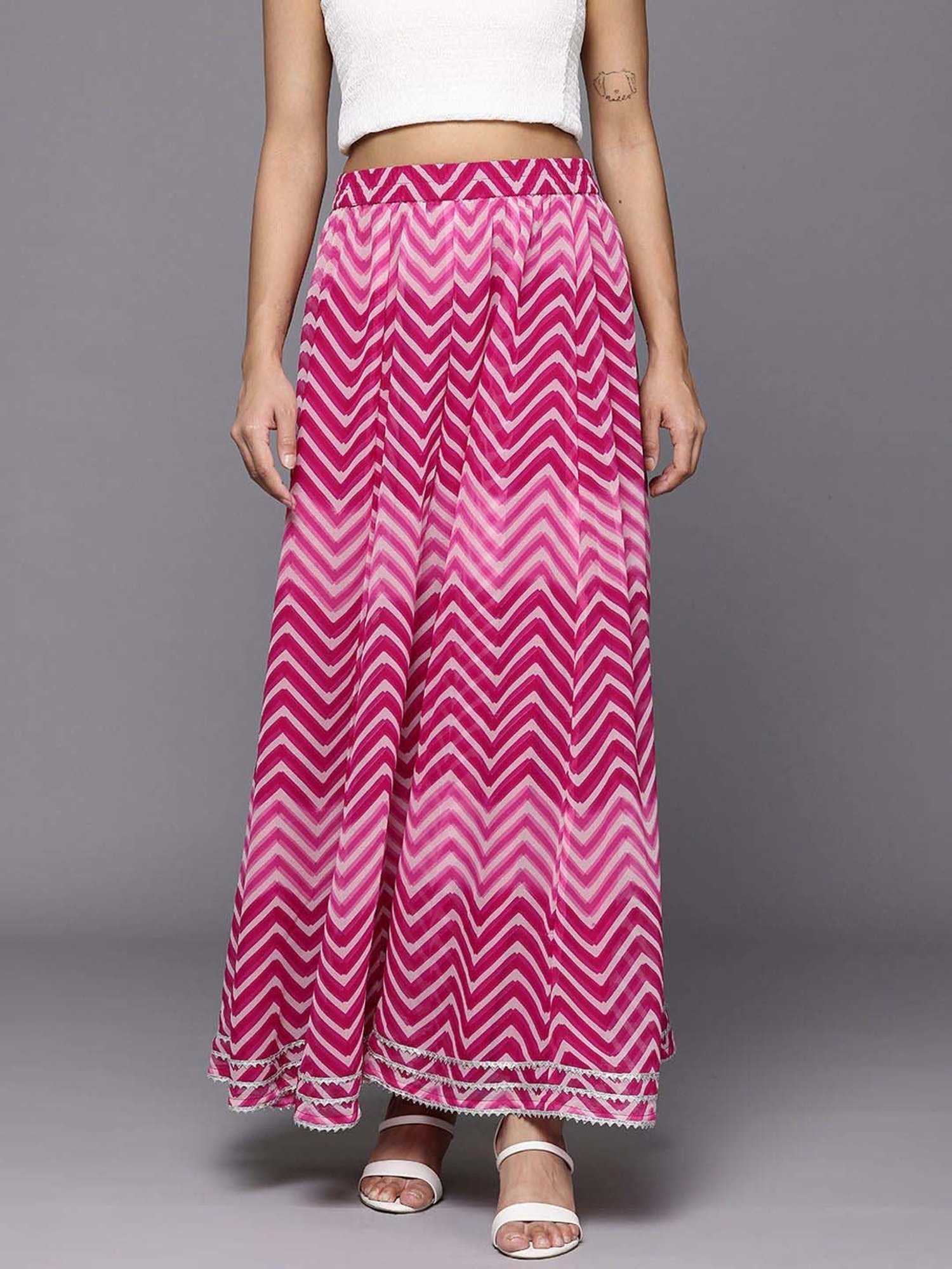 Varanga Fuchsia Printed Skirt