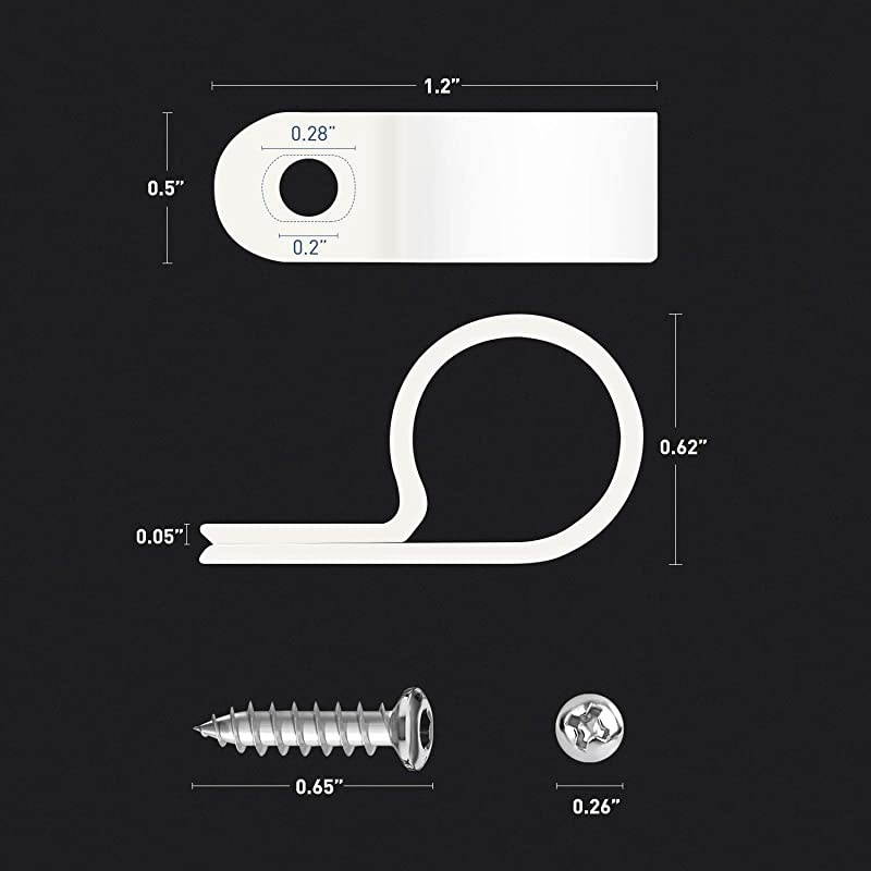 12 Inch Rope Light PStyle Mounting Clips with Pan Head Phillips Stainless Steel Screws 50 Pack Clips and 50Pcs Screws