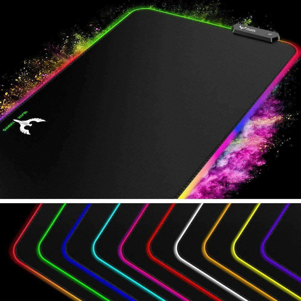 Blade Hawks RGB Gaming Mouse Pad, LED Soft Extra Extended Large Mouse Pad, Anti-Slip Rubber Base, Computer Keyboard Mouse Mat - 31.5 X 12 Inch