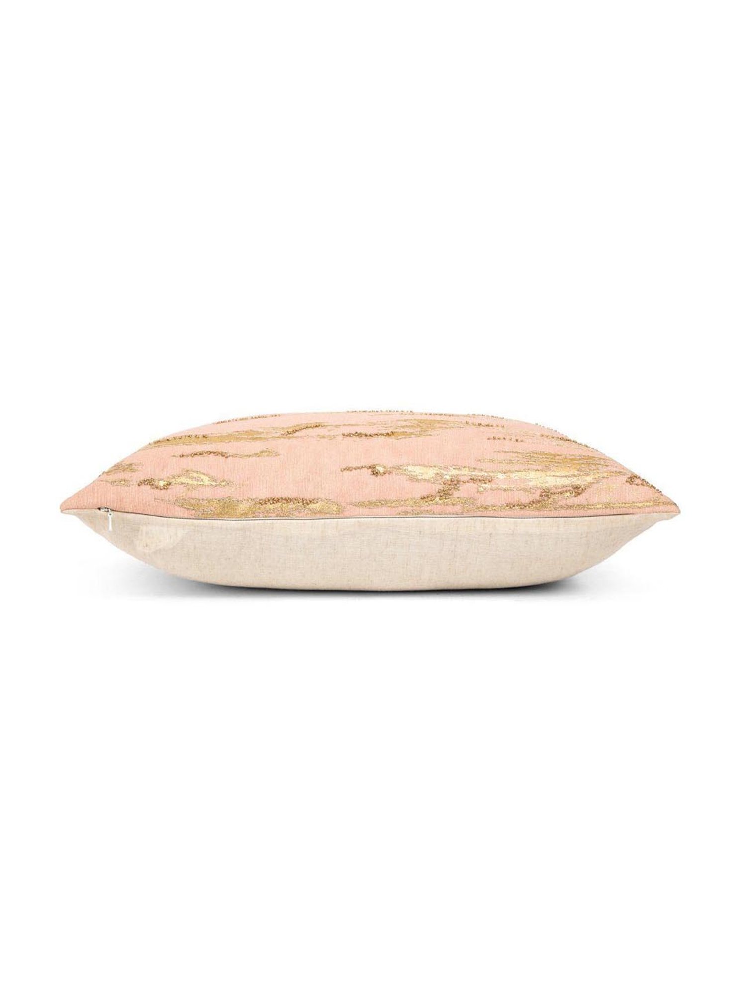 Home4U Orabel Pink & Gold Cotton Cushion Cover - Set of 1