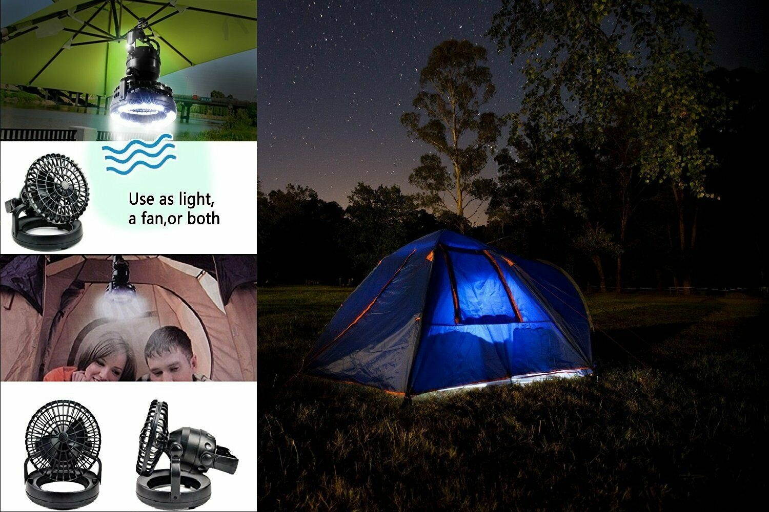 2-in-1 Portable LED Camping Lantern with Ceiling Fan for Outdoor  Emergencies