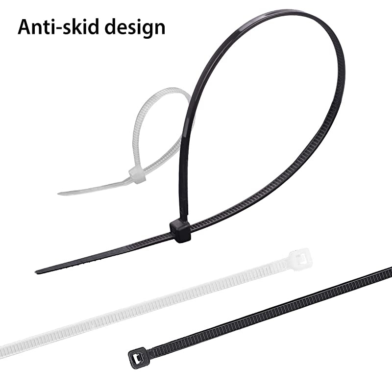 120 Pcs Assorted Sizes Nylon Zip Ties 8 inch & 4 inch, Black & White, Self Locking Plastic Cable Ties Wrap Management Organizer for Home Office Garden Garage & Workshop