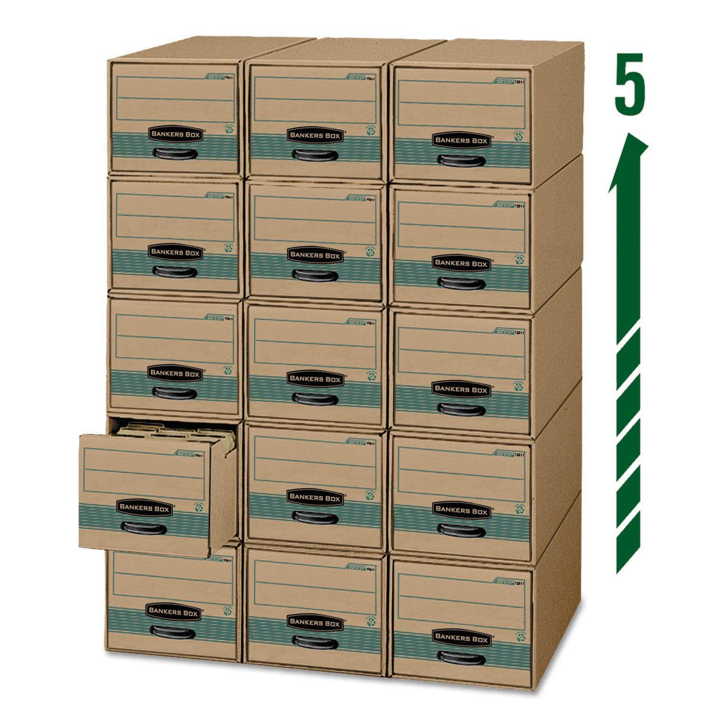 Bankers Box Super STOR/DRAWER Steel Plus Storage Box Letter Kraft/Green 6/Carton