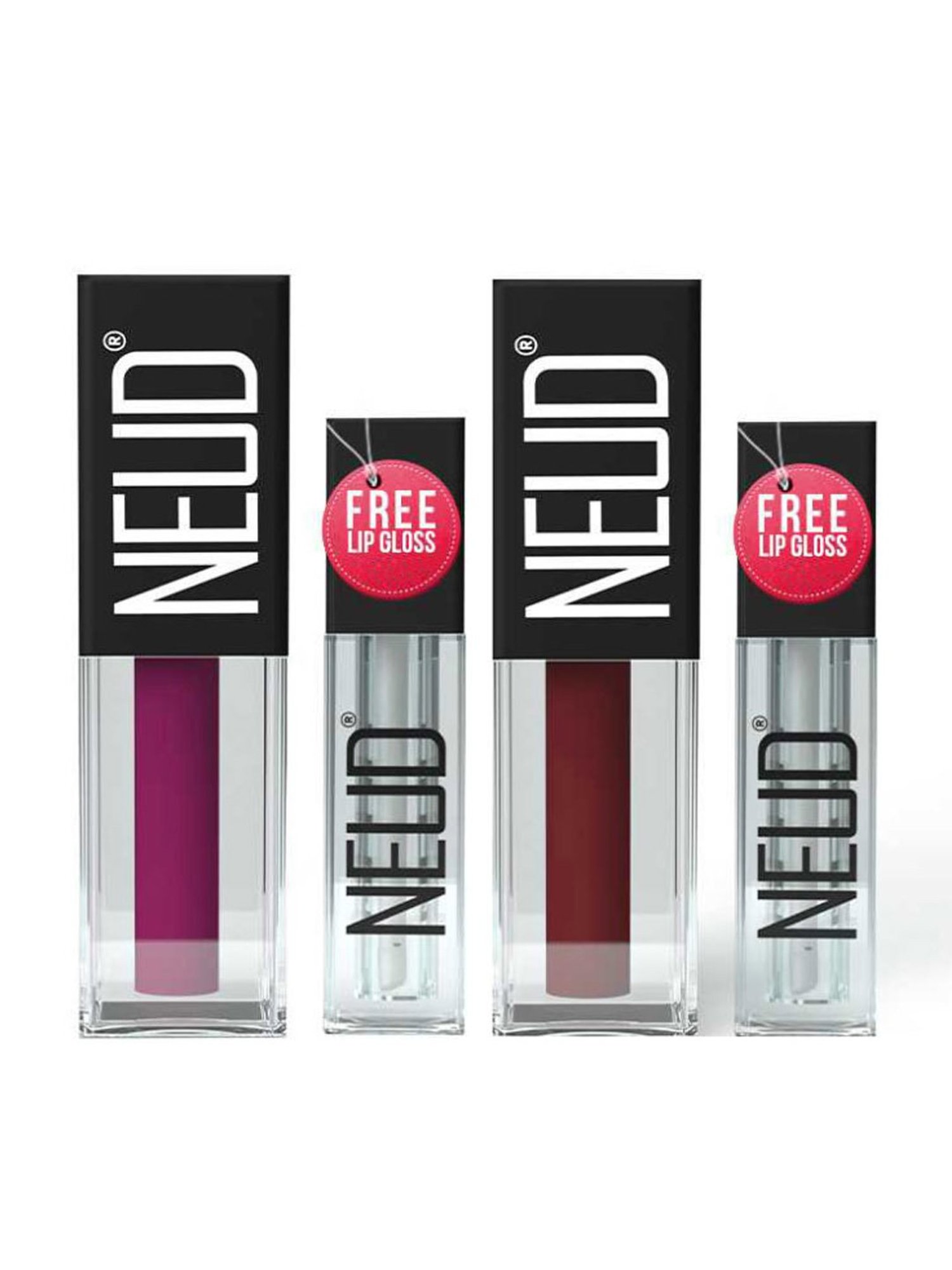 Neud Matte Liquid Lipstick Combo Mocha Brownie & Boss Lady with Two Lip Gloss Free