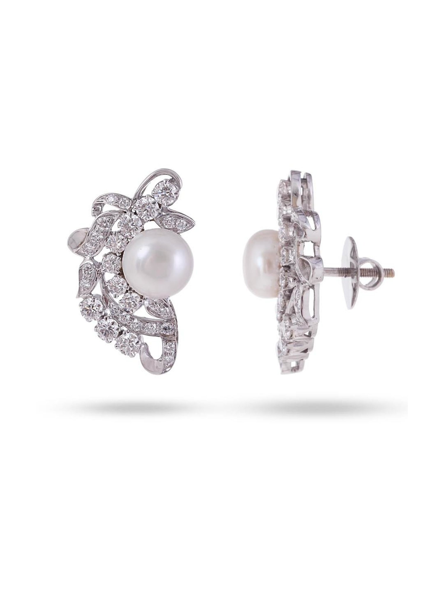 CKC 18k Gold & Diamond Earrings with White Rhodium Polish for Women