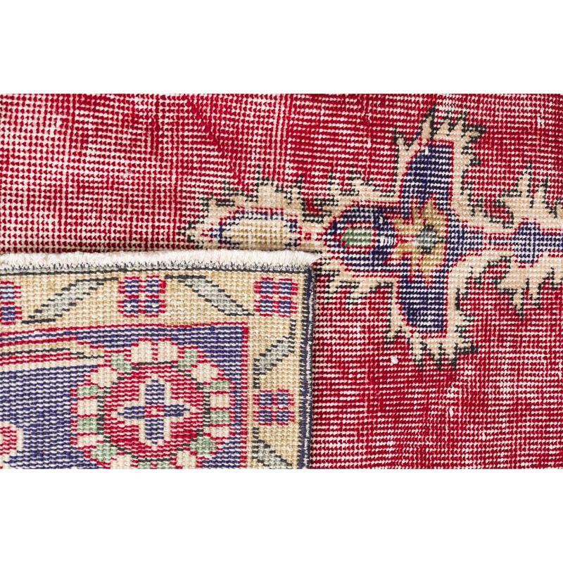 6'6"x10'8" Vintage One-of-a-Kind Frine Rug Red - Revival Rugs