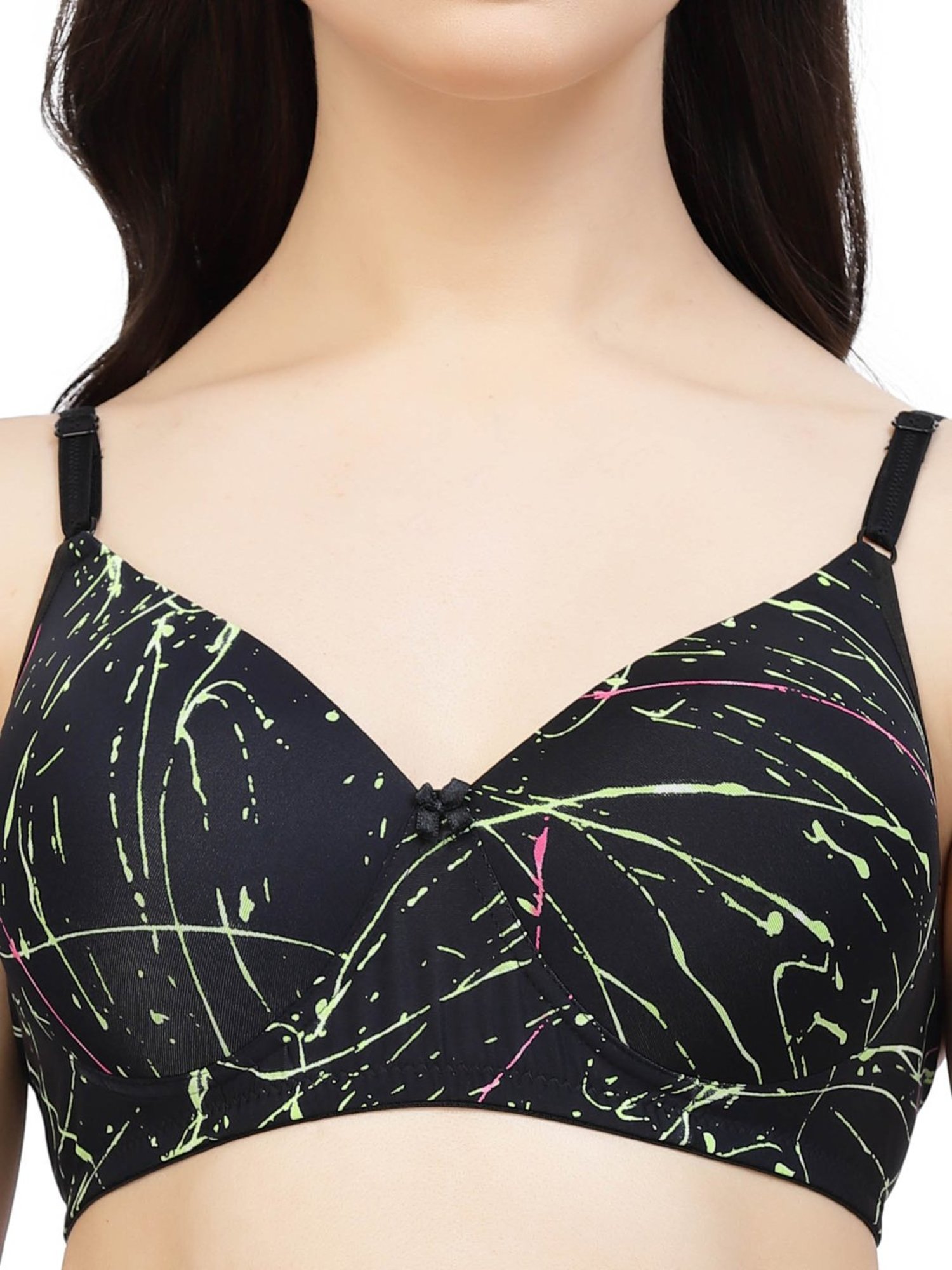 Cukoo Black Printed Padded Everyday Bra