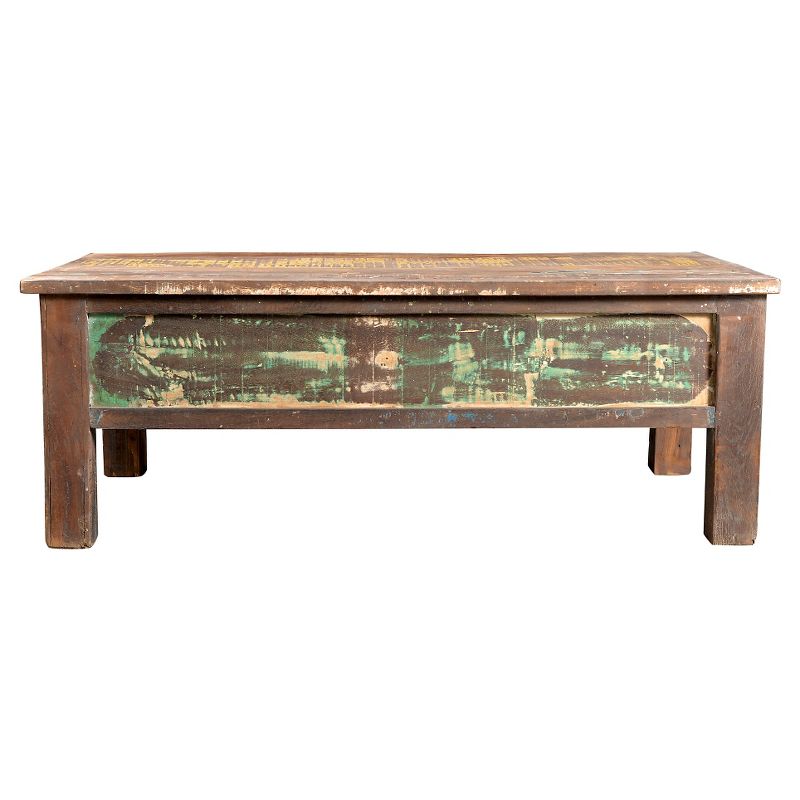 Reclaimed Wood Coffee Table and Double Drawers - (16H x 43W x 24D) -Natural - Timbergirl