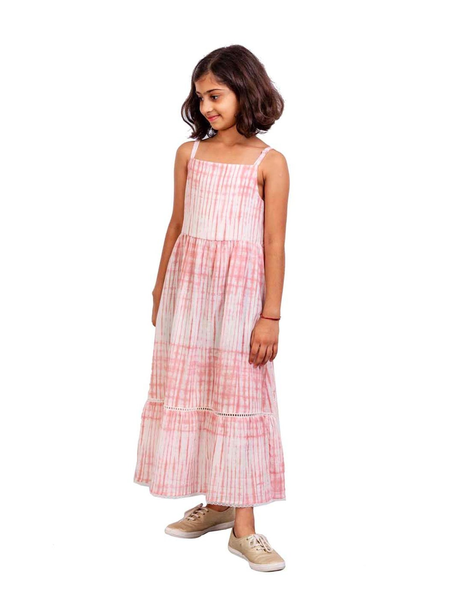 A Little Fable Kids Multi Cotton Self Pattern Dress