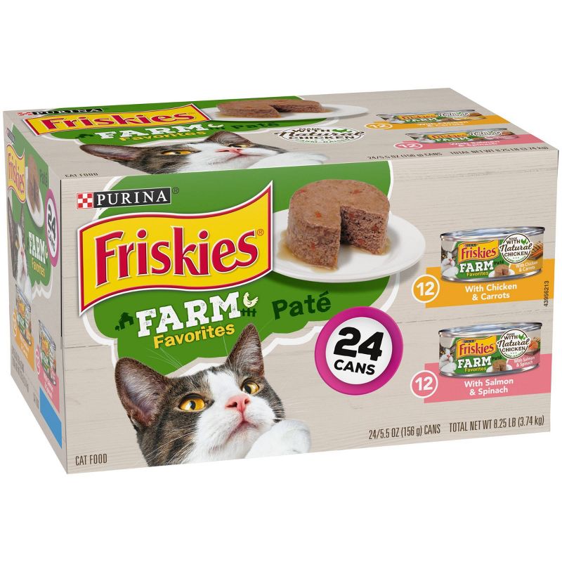 Purina Friskies Paté Wet Cat Food Farm Favorites with Chicken & Salmon - 5.5oz/24ct Variety Pack