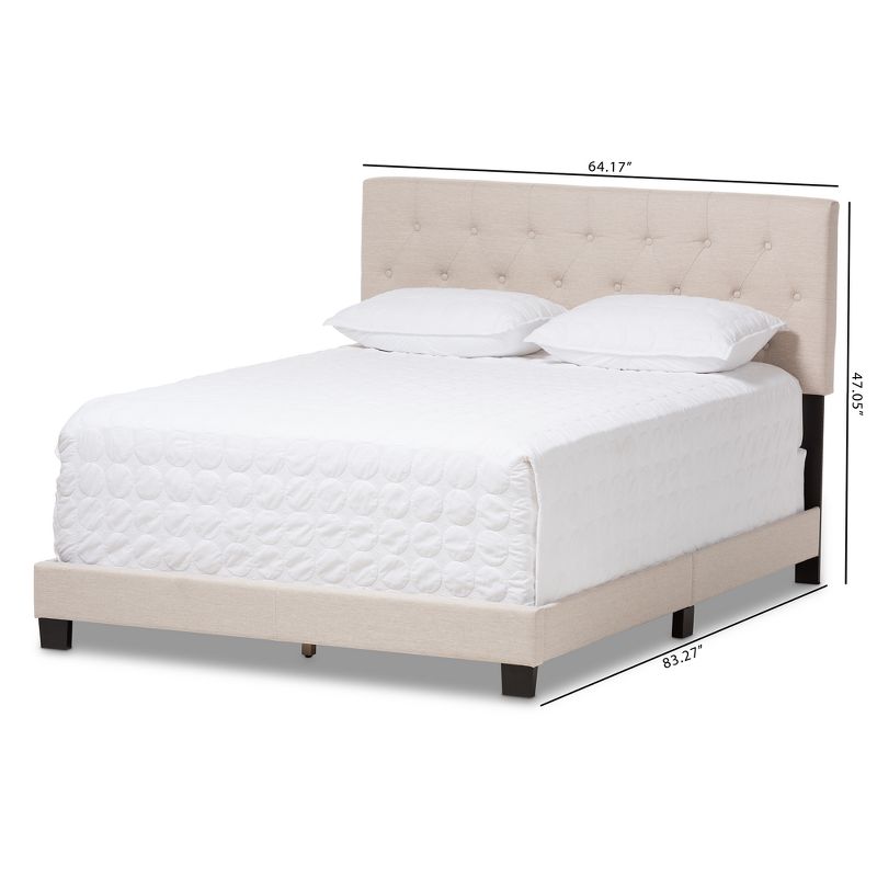 Cassandra Modern and Contemporary Fabric Upholstered Bed - Queen - Light Beige - Baxton Studio